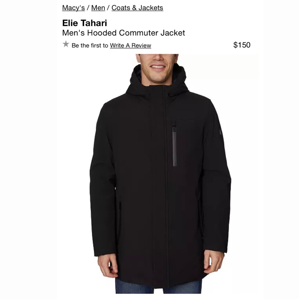 Elie Tahari Men’s Hooded Commuter Jacket, Medium
